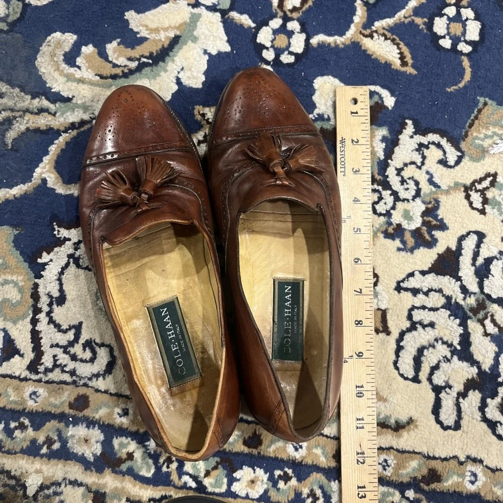 Vintage Men's Cole Haan Brown Leather Tassle Loafers Size 10 D (M) Made In Italy